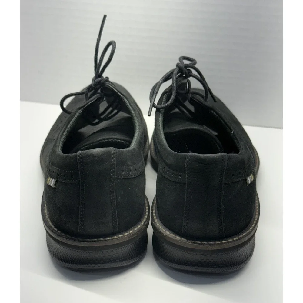 Ecco Shoes Mens Black Suede Leather Wingtip Brogue Oxford‎ Lace Up Sz EU 42 US 9
